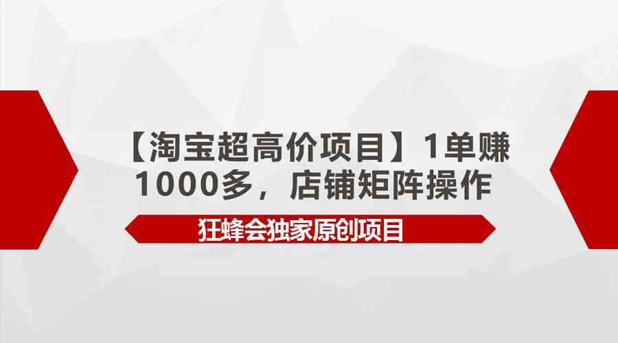 （9849期）【淘宝超高价项目】1单赚1000多，店铺矩阵操作-狂神云浏览专注活动，软件，教程分享！总之就是网络那些事。