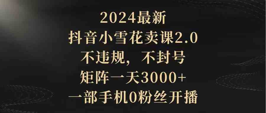 （9639期）2024最新抖音小雪花卖课2.0 不违规 不封号 矩阵一天3000+一部手机0粉丝开播-狂神云浏览专注活动，软件，教程分享！总之就是网络那些事。