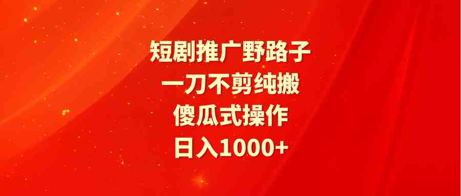 （9586期）短剧推广野路子，一刀不剪纯搬运，傻瓜式操作，日入1000+-狂神云浏览专注活动，软件，教程分享！总之就是网络那些事。