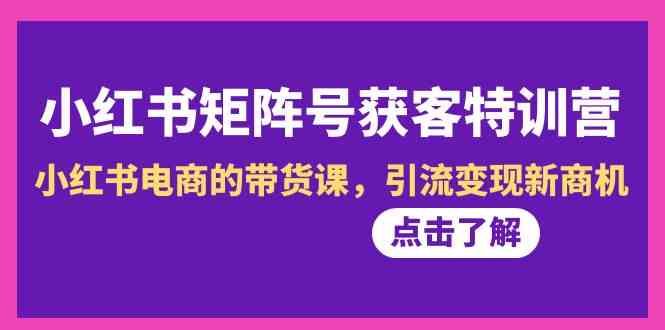 （8909期）小红书-矩阵号获客特训营-第10期，小红书电商的带货课，引流变现新商机-狂神云浏览专注活动，软件，教程分享！总之就是网络那些事。