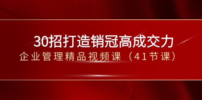 （8477期）30招-打造销冠高成交力-企业管理精品视频课（41节课）-狂神云浏览专注活动，软件，教程分享！总之就是网络那些事。