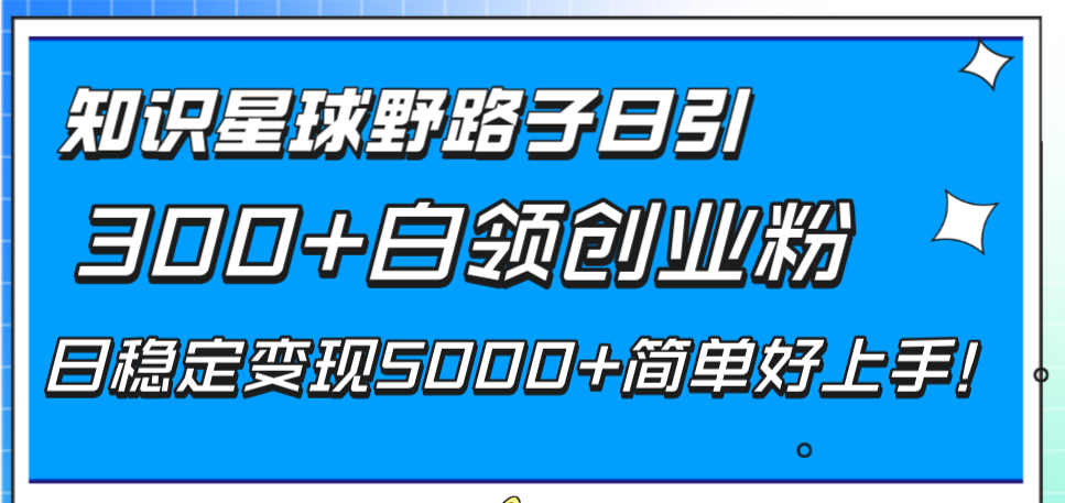 （8315期）知识星球野路子日引300+白领创业粉，日稳定变现5000+简单好上手！-狂神云浏览专注活动，软件，教程分享！总之就是网络那些事。