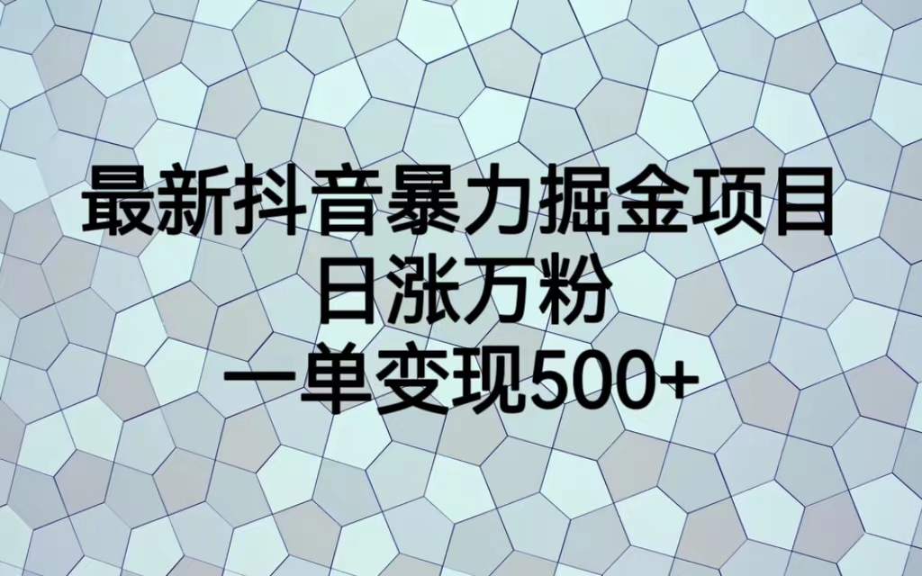 （6660期）最新抖音暴力掘金项目，日涨万粉，一单变现500+-狂神云浏览专注活动，软件，教程分享！总之就是网络那些事。