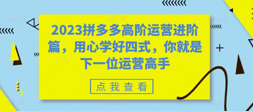 （6193期）2023拼多多高阶运营进阶篇，用心学好四式，你就是下一位运营高手-狂神云浏览专注活动，软件，教程分享！总之就是网络那些事。
