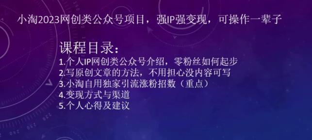 小淘2023网创类公众号项目，强IP强变现，可操作一辈子-狂神云浏览专注活动，软件，教程分享！总之就是网络那些事。
