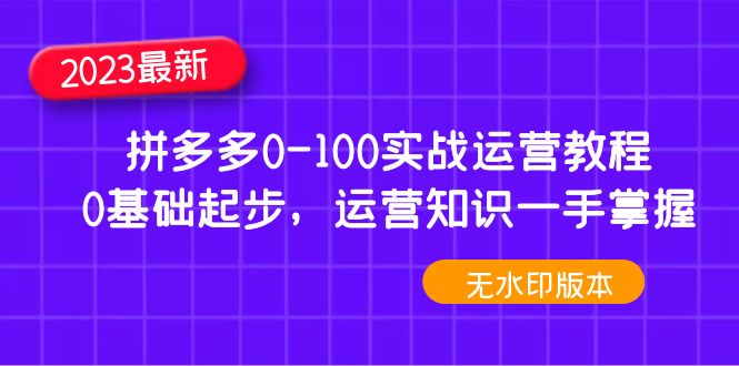 （4835期）2023拼多多0-100实战运营教程，0基础起步，运营知识一手掌握（无水印）-狂神云浏览专注活动，软件，教程分享！总之就是网络那些事。