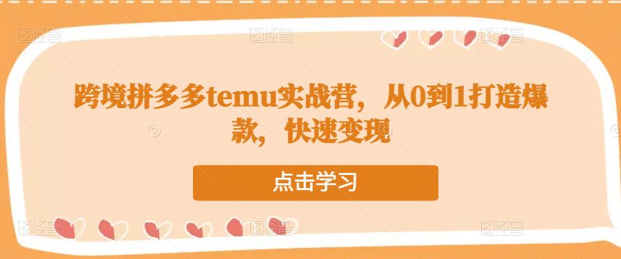 跨境拼多多temu实战营，从0到1打造爆款，快速变现-狂神云浏览专注活动，软件，教程分享！总之就是网络那些事。