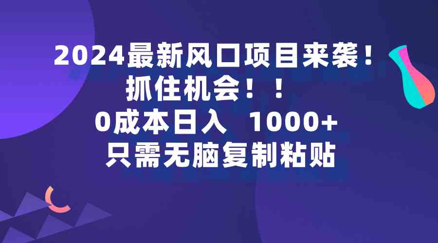 （9899期）2024最新风口项目来袭，抓住机会，0成本一部手机日入1000+，只需无脑复…-狂神云浏览专注活动，软件，教程分享！总之就是网络那些事。