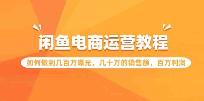（9560期）闲鱼电商运营教程：如何做到几百万曝光，几十万的销售额，百万利润-狂神云浏览专注活动，软件，教程分享！总之就是网络那些事。