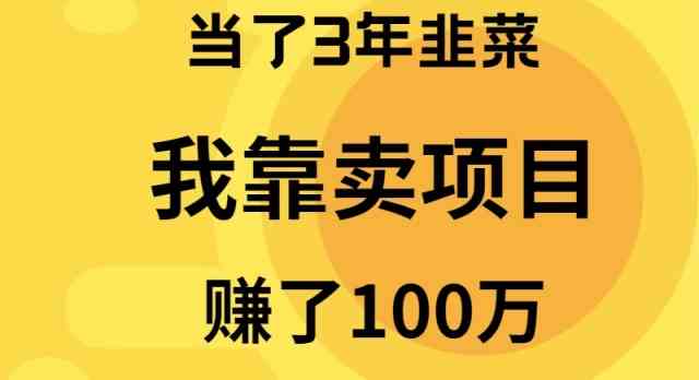 （9100期）当了3年韭菜，我靠卖项目赚了100万-狂神云浏览专注活动，软件，教程分享！总之就是网络那些事。