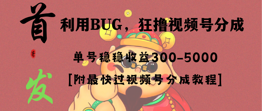 （8549期）全网独家首发，视频号BUG，超短期项目，单号每日净收益300-5000！-狂神云浏览专注活动，软件，教程分享！总之就是网络那些事。