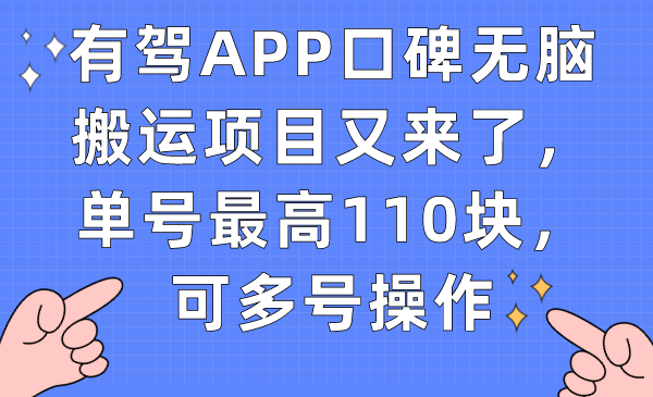 （7314期）有驾APP口碑无脑搬运项目又来了，单号最高110块，可多号操作-狂神云浏览专注活动，软件，教程分享！总之就是网络那些事。