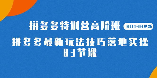 （7295期）2023拼多多·特训营高阶班【9月13日更新】拼多多最新玩法技巧落地实操-83节-狂神云浏览专注活动，软件，教程分享！总之就是网络那些事。