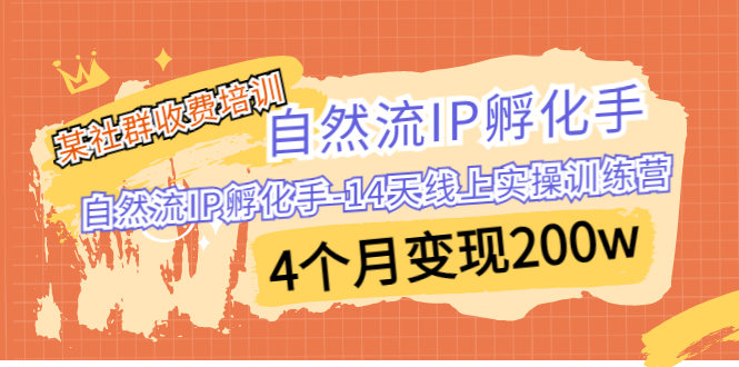 （6924期）某社群收费培训：自然流IP 孵化手-14天线上实操训练营 4个月变现200w-狂神云浏览专注活动，软件，教程分享！总之就是网络那些事。