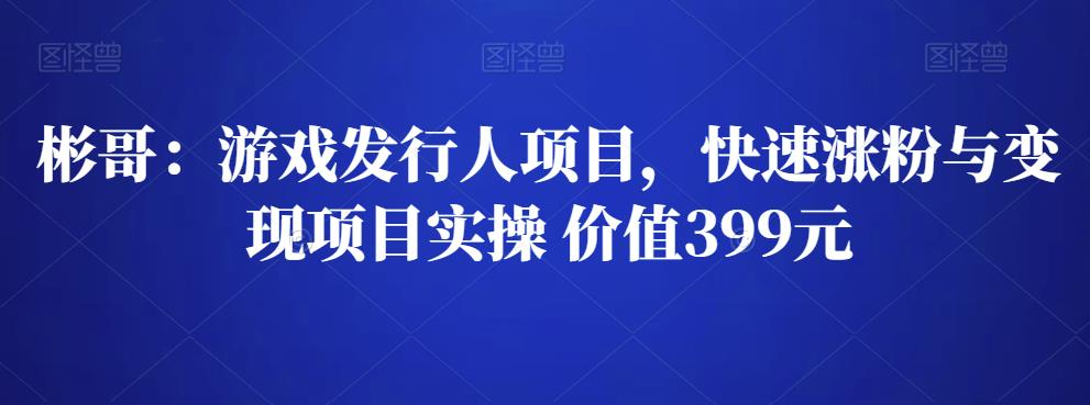 彬哥游戏发行人项目，快速涨粉与变现项目实操 价值399元-狂神云浏览专注活动，软件，教程分享！总之就是网络那些事。
