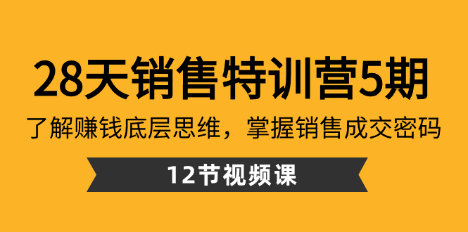 （8659期）28天·销售特训营5期：了解赚钱底层思维，掌握销售成交密码（12节课）-狂神云浏览专注活动，软件，教程分享！总之就是网络那些事。