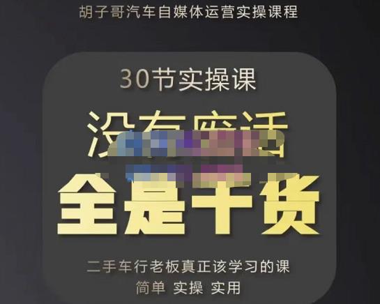 胡子哥·汽车自媒体运营实操课，汽车新媒体二手车短视频运营教程-价值8888元-狂神云浏览专注活动，软件，教程分享！总之就是网络那些事。