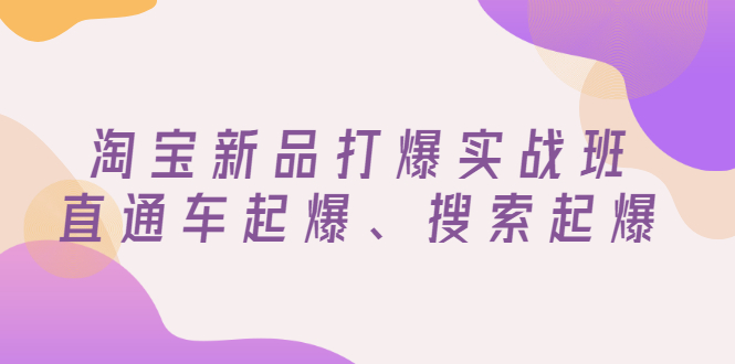 （2816期）淘宝新品打爆实战班，直通车起爆、搜索起爆（价值599元）-狂神云浏览专注活动，软件，教程分享！总之就是网络那些事。