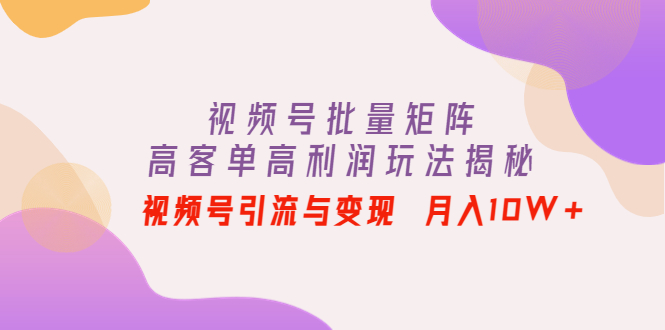 （4193期）视频号批量矩阵的高客单高利润玩法揭秘： 视频号引流与变现 月入10W+-狂神云浏览专注活动，软件，教程分享！总之就是网络那些事。