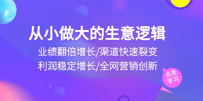 （10438期）从小做大生意逻辑：业绩翻倍增长/渠道快速裂变/利润稳定增长/全网营销创新-狂神云浏览专注活动，软件，教程分享！总之就是网络那些事。