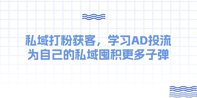 （10728期）某收费课：私域打粉获客，学习AD投流，为自己的私域囤积更多子弹-狂神云浏览专注活动，软件，教程分享！总之就是网络那些事。