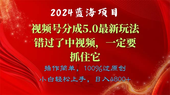 （11032期）2024蓝海项目，视频号分成计划5.0最新玩法，错过了中视频，一定要抓住…-狂神云浏览专注活动，软件，教程分享！总之就是网络那些事。