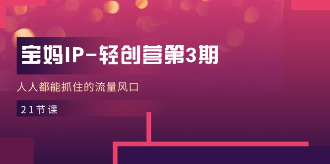 （11042期）宝妈IP-轻创营第3期，人人都能抓住的流量风口（21节课）-狂神云浏览专注活动，软件，教程分享！总之就是网络那些事。