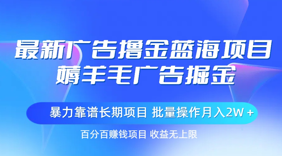 （11193期）最新广告撸金蓝海项目，薅羊毛广告掘金 长期项目 批量操作月入2W＋-狂神云浏览专注活动，软件，教程分享！总之就是网络那些事。