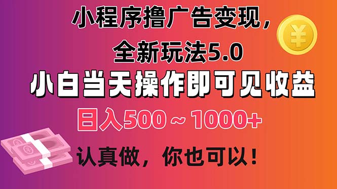 （11290期）小程序撸广告变现，全新玩法5.0，小白当天操作即可上手，日收益 500~1000+-狂神云浏览专注活动，软件，教程分享！总之就是网络那些事。
