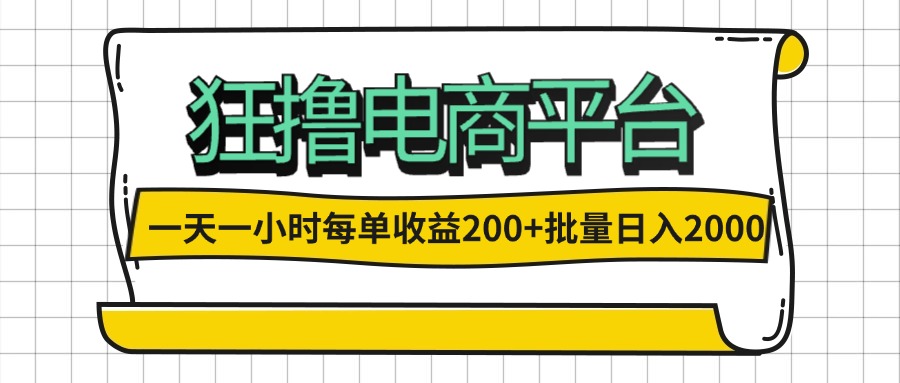 （12463期）一天一小时 狂撸电商平台 每单收益200+ 批量日入2000+-狂神云浏览专注活动，软件，教程分享！总之就是网络那些事。
