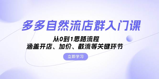 （13279期）多多自然流店群入门课，从0到1思路流程，涵盖开店、加价、截流等关键环节-狂神云浏览专注活动，软件，教程分享！总之就是网络那些事。