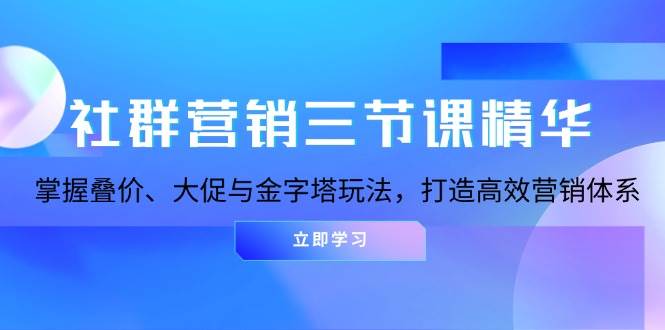 （13431期）社群营销三节课精华：掌握叠价、大促与金字塔玩法，打造高效营销体系-狂神云浏览专注活动，软件，教程分享！总之就是网络那些事。