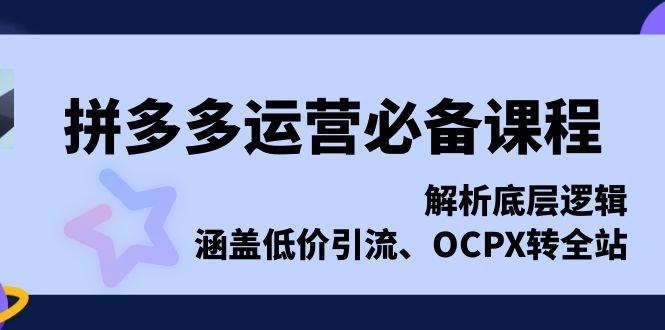 （13700期）拼多多运营必备课程，解析底层逻辑，涵盖低价引流、OCPX转全站-狂神云浏览专注活动，软件，教程分享！总之就是网络那些事。