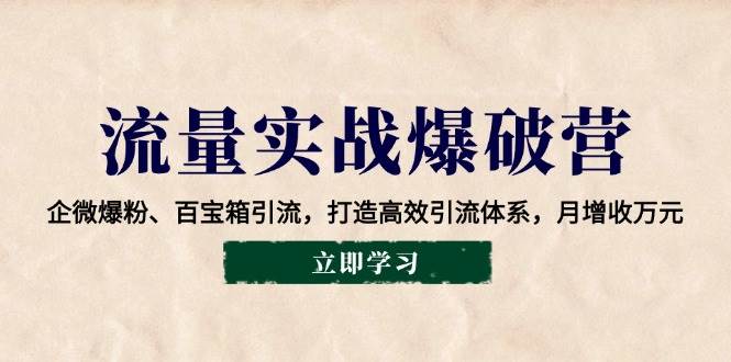 （14039期）流量实战爆破营：企微爆粉、百宝箱引流，打造高效引流体系，月增收万元-狂神云浏览专注活动，软件，教程分享！总之就是网络那些事。