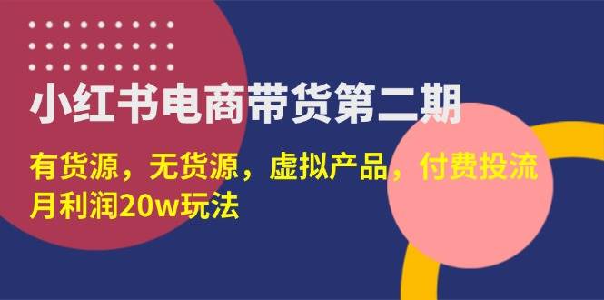 （14186期）小红书电商带货第二期，有货源，无货源，虚拟产品，付费投流，月利润20w-狂神云浏览专注活动，软件，教程分享！总之就是网络那些事。
