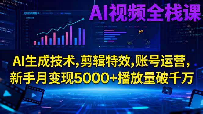 (16603期)AI视频全栈课:AI生成技术,剪辑特效,账号运营,新手月变现5000+播放量破千万-狂神云浏览专注活动,软件,教程分享!总之就是网络那些事。